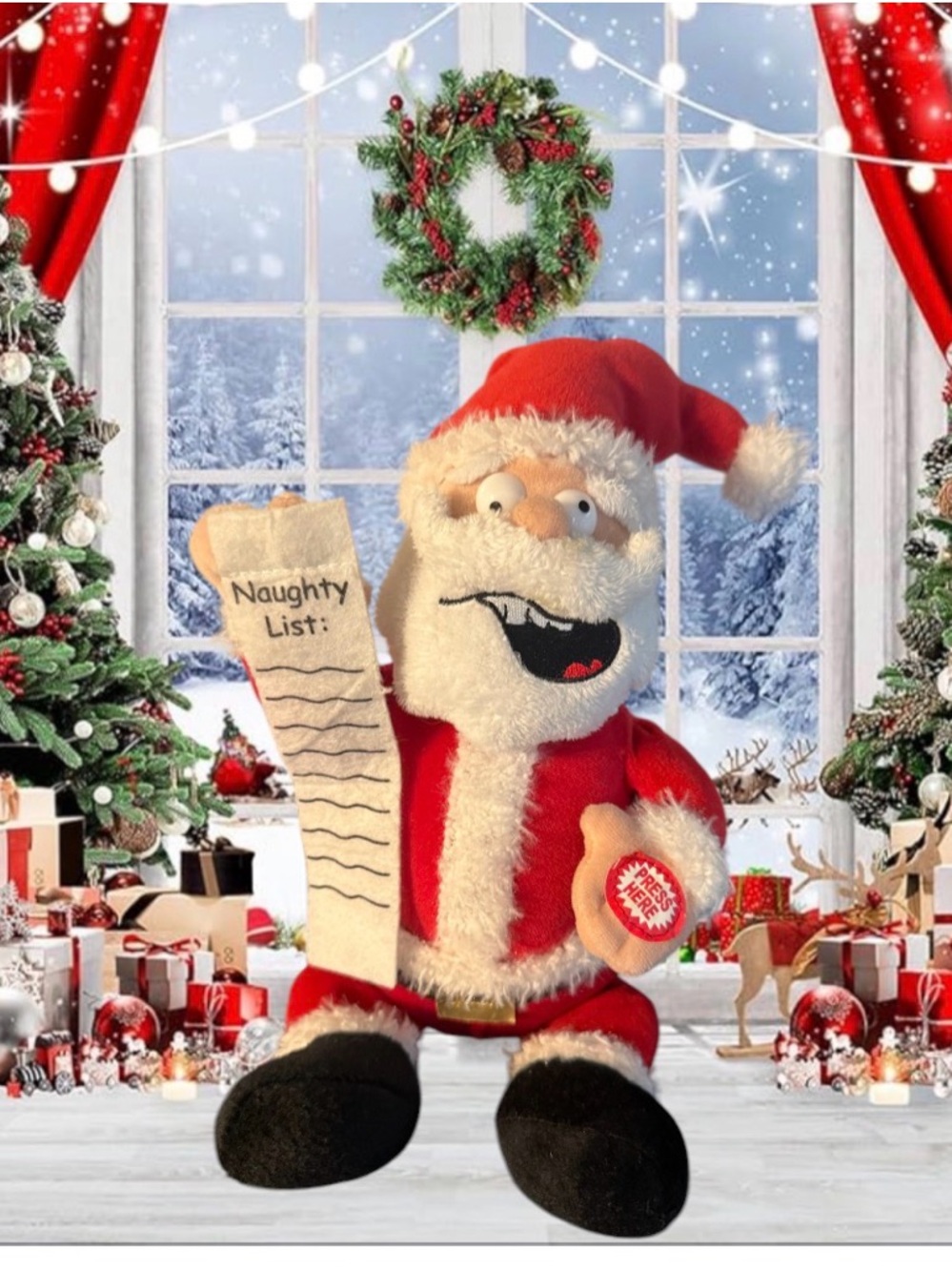 Jingle Smells Santa Naughty List Plush Christmas Sound N Light Animatronics